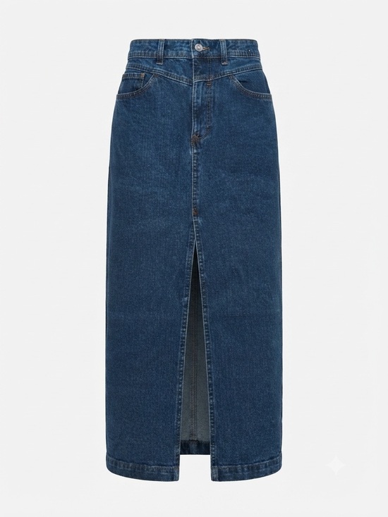 Lefties Dresses & Skirts - Lefties Vintage Denim  Maxi Stretch High-Waisted Front Slit A-Line Jean Skirt